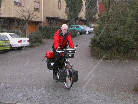 Schneeschauer beim Start